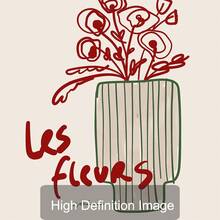 1 幅带框/无框波西米亚植物花瓶复古海报美学中世纪线条画抽象花卉艺术画复古帆布印刷简约墙画适用于宿舍、公寓、客厅、卧室、办公室、现代家居装饰 - 彩色 - 查看 4