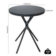 Outdoor Round Coffee Side Table, Versatile Patio Metal Bistro, End, Or Accent Table With Tempered Glass Top, Small Outdoor Furniture... - màu đen - Xem 8