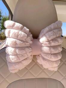 YITUMU Cuscino poggiatesta per auto - Morbido design a fiocco in peluche, cuscino invernale confortevole per sedile auto, cuscino di protezione per il collo, disponibile in più colori