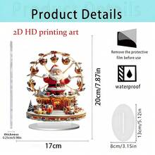 1 Stück neue Weihnachts-Heimdekoration Tischaufsteller. Dieser 2D Acryl Weihnachtsbaum Karussell-Ständer ist perfekt zum Verschenken, für die Heimdekoration und als Neujahrsgeschenk. Er eignet sich hervorragend für Wohnzimmer und andere Räume. Er beinhaltet auch Weihnachtsmann, Elch und Schlitten Ornamente sowie Weihnachtsbaum Dekorationen.