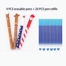 4 Stücke Weihnachtsstil Löschbare Kugelschreiber, schnell trocknend, schreiben geschmeidig, geeignet für Schülerprüfungen, Übungen, Notizen, Weihnachtsgeschenke, Schulmaterial