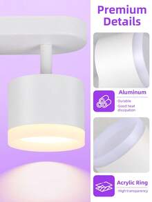 GX53 Recessed Ceiling Light, Room Decor Wall Lamp, Home LED Spotlight, Single/Double/Triple Head Spotlight, Black/White, Compatible With GX53 Bulb, Suitable For Living Room/Kitchen/Shop/Hallway/Bedroom/Cafe/Gallery/Museum/Attic/Dining Room/Entrance, Choose Size As Needed - GX53 Lamp Holder (rotatable Horizontally 350° and Vertically 90°) - View 5