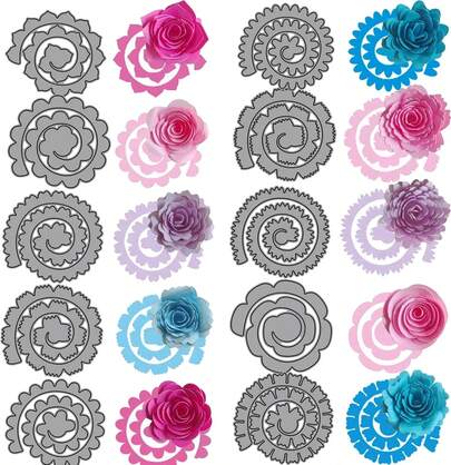 10 Stück 3D-Blumenspirale, Metall-Stanzformen für Kartengestaltung, DIY, Scrapbooking, Prägeschablone, Stanzformen, Formen, Basteln, Handarbeiten