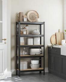 30 x 75 x 150 cm, Robusto Scaffale in Metallo a 5 Ripiani Senza Bullone, in Acciaio Verniciato a Polvere, per Carichi Pesanti, Regge fino a 650 kg, Nero - Grigio Scuro - Visualizzare 1
