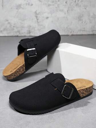 รองเท้า Mule ผู้ชาย ฤดูใบไม้ผลิใหม่ วินเทจ สลิปออน Loafers รองเท้าลำลอง ทรงหลวม, สายปรับได้ ขนาดใหญ่พิเศษ สำนักงาน ลำลอง แบบเปิดส้น นุ่ม พื้นไม้ก๊อก ฤดูใบไม้ร่วง/ฤดูหนาว รองเท้าแตะ