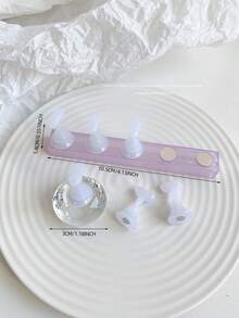 Set de decoración de arte de uñas 3D: 1 pieza de base hueca de acrílico + 5 piezas de puntas de uñas de color gelatina, con cristales de resina, cuentas, strass, efecto láser holográfico estilo coreano vintage, base de madera, 10 puntas de uñas doradas, gran regalo para niñas y mujeres