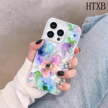 Teléfono con pantalla grande y diseño anticaídas tipo glaciar con flores de acuarela, elegante y moderno, compatible con phone 16 Pro Max, 16, 15 Pro, 14 Plus, 13, 12 Pro, 11 Pro, X y XS. Ideal para hombres y mujeres. - Blanco - Ver 7