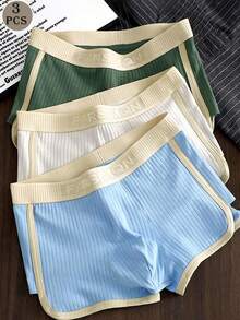 3 件装男士时尚弹性腰部柔软透气舒适平角内裤 - 彩色 - 查看 12