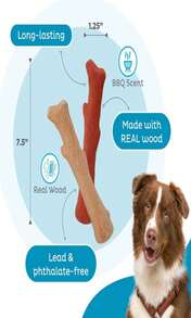 Outward Hound Dogwood Wood Durable Dog Chew Toys, Real Wood &Amp; Calming Hemp, 2-Pack, Medium - Cây kim tước Mesquite 2 gói - Xem 4