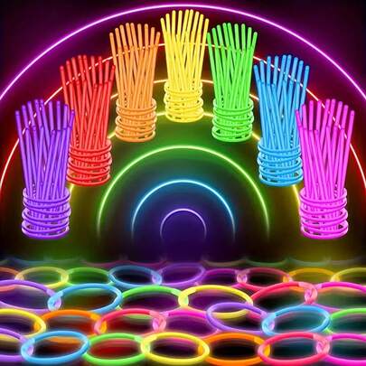50/100PCS Multicolor Glow Sticks Party Glow Stick Glow Sticks Fluorescence Light Glowing In The Dark Bracelets Necklace Colorful Neon Lights Party Suitable For Parties Concerts Bars Nightclubs Stick Toys Supplies Colorful Fluorescence Sticks Glowing In The Dark Stick Multicolor Luminous DIY Bracelet Necklace Glowstick Party Decor