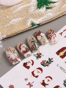 3D Weihnachtsmann Elch Nagelkunst Aufkleber Abziehbilder selbstklebend Feiertage Kinder süß rot weiß Schneeflocke Kiefer Baum Elch Nagel Zubehör Nagelkunst Design Dekorationsaccessoires Nägel - Verschiedenfarbig - Übersicht 7