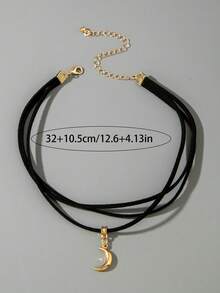 imoli 1 pezzo Collana con ciondolo a forma di luna in poliestere minimalista a più strati, gioiello elegante da donna, adatto per uso quotidiano, casual, feste, appuntamenti, regalo