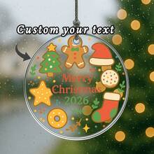 1PC Custom Personalized Christmas Ornament With Gingerbread Man, Tree, Santa Hat, Star And Holiday Cookie Design, Add Custom Year Or Text For Unique Keepsake, Perfect Gift For Friends, Couples Or Family, Ideal Decoration For Tree, Fireplace And Festive Celebrations