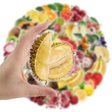 50 Stück transparente Obst- und Gemüse-Aufkleber, DIY Dekoraufkleber für Wasserflaschen, Notizbücher, Gepäck, Handy, Fahrräder, Kühlschränke, geeignet als Partybevorzugungen, Urlaubs-/Geburtstagsgeschenke