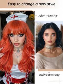 22-Inch Red Curly Wig, Heat-Resistant Fiber Material, Suitable For Halloween, Christmas And Other Occasions, Women - Red - View 3
