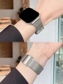 1pc Metal Band, Compatible With Huawei Watch Fit 1/Fit 2/Fit 3/Fit 4/Fit 4 Pro Smartwatch/Fitness Tracker - Silver - View 9