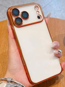 1 Ốp lưng điện thoại trong suốt mạ điện sang trọng bảo vệ camera tương thích với iPhone 17 Pro Max Air 16 15 14 13 12 11 Pro Max Plus Ốp lưng TPU mềm - trái cam - Xem 3