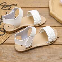 Sandalias de princesa para niños, 2025 nuevo diseño, zapatos planos de suela suave para niñas pequeñas, tallas grandes para niños mayores - Blanco - Ver 10