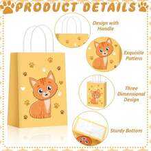 4/12 piezas Bolsas de regalo con diseño de gato de dibujos animados, con diversos patrones de gatos, adecuadas para bodas, despedidas de soltera, cumpleaños, compras de negocios, recuerdos de fiesta, graduación - Bolsas de regalo de papel colorido, aplicables para vacaciones, eventos, reuniones, fiestas y talla grande ocasiones