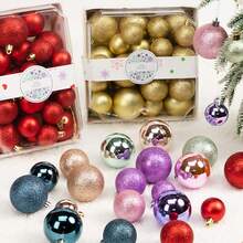 44 Stück/Box Weihnachtskugeln, kugelförmige Dekorationen. Weihnachtsbaum Zweig Dekor Kugeln, funkelnde Kugeln für Partys, Hängedekoration für Tür und Fenster. Für Weihnachten, Heim-Party Dekoration, Heim-Dekoration, Weihnachtsdekorationen, Raumdekoration, Winter