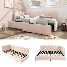 Single Bed With Drawers, Storage Bed, Velvet Daybed, 90x200cm Daybed With Slatted Base, Bed For Young People And Children Adults, Pink (Without Mattress)