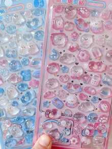 1pc Cartoon 3D Embossed Diamond Sticker, Cartoon Animal Self-Adhesive Sticker For Scrapbooking And Stationery Decoration, Craft Decals Suitable For DIY Projects And Office Supplies - one-size - View 2