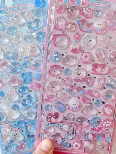 1pc Cartoon 3D Embossed Diamond Sticker, Cartoon Animal Self-Adhesive Sticker For Scrapbooking And Stationery Decoration, Craft Decals Suitable For DIY Projects And Office Supplies