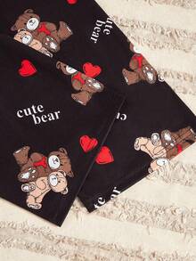 3 Stücke Pyjama-Set mit Cartoon-Muster für Damen, Nachtwäsche