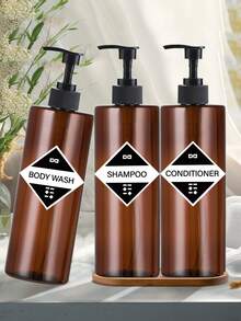 3PCS 500ml Shampoo And Conditioner Dispenser, Refillable Shampoo Pump Bottles For Shower Soap - Empty Body Wash Dispenser Set For Bathroom