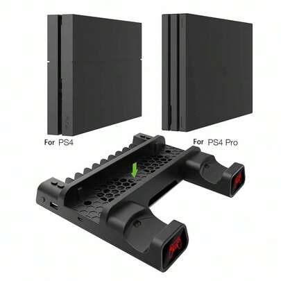 1 pezzo Base di raffreddamento con illuminazione LED nera DOBE TP4-19076 + Dock di ricarica doppio, compatibile con console / Slim/ Pro