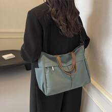 "Elegant Olive Green Tote Bag With Adjustable Strap & Multiple Pockets - Versatile For Work, Travel, & Daily Use"