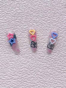 50PCS Hollow Star Cute Nail Decoration Bags With Macaron Resin Accessories For Wearing Nail Accessories