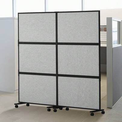 Office Divider, 2 Panel Office Partition, Freestanding Office Divider Wall Partition & Privacy Divider Reduce Noise And Room Separation, Light Grey