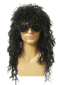 18-Inch Men's 70s/80s Rock Style Synthetic Curly Wig, Punk Costume Wig For Role Play, Costume Party, Halloween - Multicolor - View 2