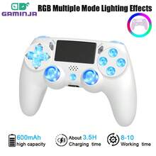 GAMINJA P471 无线控制器带 RGB 灯，兼容 /Slim/Pro/PS3/PC，RGB 多模式灯光效果，双振动，扬声器，六轴陀螺仪，耳机插孔，触摸板和 LED 指示灯 - 彩色 - 查看 3