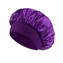 Anti-Frizz Satin Hat With Wide Headband – Ideal For Sleeping, Kitchen, Bath - Purple - View 4