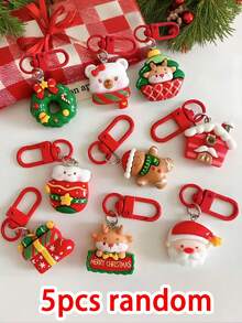 20/10/5/1pc Merry Christmas Keychains, Christmas Keychains With Santa Claus, Gingerbread Man, Christmas Stockings, Reindeer, Snowman, Christmas Tree, Bell Patterns, Holiday Party Gift Distribution, Party Small Gift Q - Multicolor - View 11