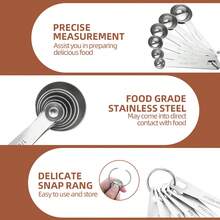 6pcs Measuring Spoons,Measuring Spoon Set,Multi-Function Stainless Steel Measuring Spoons, Stainless Steel Measuring Spoons,Stackable Spoons,Baking Measuring Tool, With Storage Ring, Easy To Use And Store - - - View 4