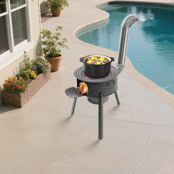 YIYIBYUS Wood Burning Stove, Wood Burning Stove With 3 Wok Rings, Multifunction Wood Burning Stove For Outdoor/Backyard Use