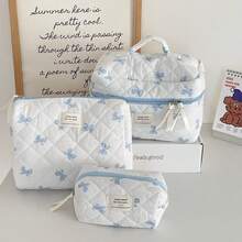 Ladies Cosmetic Bag, Zipper Closure, Quilted Fabric, Minimalist Style, Sweet Satin Bow Design, Toiletry Bag, Storage Bag, Suitable For Home, Travel And Daily Use Bags, Makeup Bag, Vanity, Make Up Bag, Travel Essentials, Organizer, Storage, Makeup Organizer, Makeup Bags, Toiletry Bag, Desk Organiser, Cosmetic Bag, Makeup Pouch, Make Up Organizer, Vanity Accessories, Make Up Pouch, Make Up Bag, Vanity, Make Up Pouch, Travel Essentials, Pouch Bag, Vanity Accessories, Small Makeup Bag, Cosmetic Bag, Large Capacity, Large Makeup Bag,Christmas Gifts,Pouch,Travel,Gifts For Women,Women's Necessaire,Travel Essential,Pouch,Clutch / Small Handbag,Necessaire,Makeup Organizer,Makeup Organize,Pouch,Brush Holder,Mini Pouch,Large Capacity Pouch