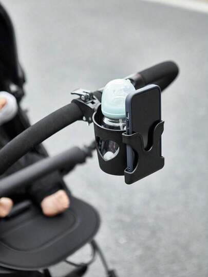 1 件/款式可选可调节婴儿推车杯/瓶架，带手机支架，带夹子和安全夹，适合大多数婴儿推车品牌，耐用 ABS，黑色 - 适合父母、看护者和轮椅使用者 - 通用兼容性 - 送给新父母和老人的完美礼物