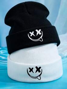 1顶/2顶腈纶刺绣针织帽，男女通用，适合秋冬季户外休闲穿着，男士冬季服装 - A - 查看 1