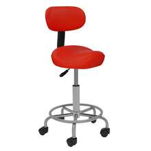 Silla de escritorio moderna para oficina, silla de ruedas para computadora con respaldo bajo, altura ajustable, silla giratoria de diseño para trabajo en casa y salón con reposapiés - Rojo - Ver 1