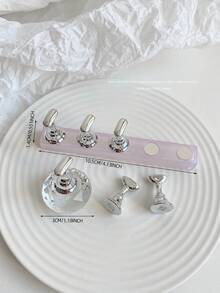 Set de decoración de arte de uñas 3D: 1 pieza de base hueca de acrílico + 5 piezas de puntas de uñas de color gelatina, con cristales de resina, cuentas, strass, efecto láser holográfico estilo coreano vintage, base de madera, 10 puntas de uñas doradas, gran regalo para niñas y mujeres