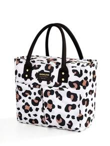 1pc Insulated Lunch Bag For Women Men, Reusable Lunch Box For Office Picnic Hiking Beach,Leakproof Cooler Tote Bag Organizer,Large Capacity Thermal Cooler Tote Bag With Handle, Waterproof Lunch Box Bag, Portable Lunch Organizer Pink Leopard Lunch Bag