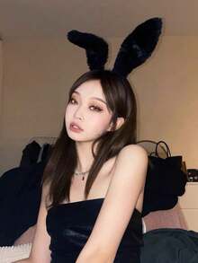 1 szt. Uroczy i słodki dodatek do włosów na imprezę - pluszowa opaska z uszami króliczka, pluszowa długa opaska z uszami królika, nakrycie głowy, opaska na głowę, sukienka damska, cosplay, lolita, cosplay, akcesoria do włosów - A - Zobacz 4