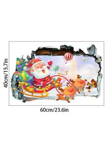 1PC Christmas Wall Sticker Santa Claus Breaks The Wall Decoration Wall Sticker Bedroom Living Room Holiday Party Home Decoration Christmas Sticker Christmas Decorations Room Decor Wall Stickers Stickers Christmas Decorations Home