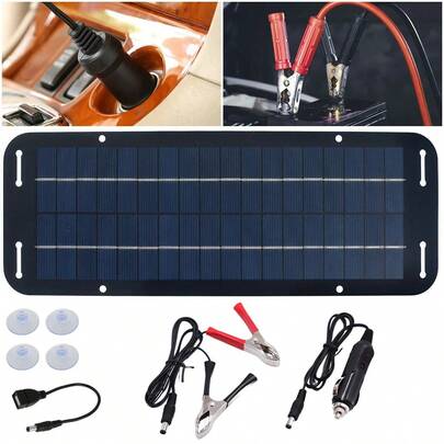 Solar Panel Kit, 30w 12v Solar Trickle Charger, 14 X 5 Inch Portable Solar Powered Charger Kit With 4 Suction Cups