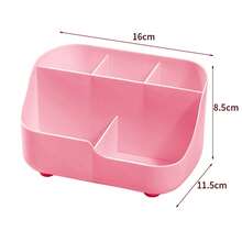 Portalápices de 5 rejillas de gran capacidad, organizador multifuncional de brochas de maquillaje, cubo de almacenamiento de escritorio de plástico de alta calidad - Albaricoque - Ver 9