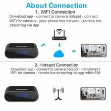 1080P HD WiFi Camera Indoor Home Security Camera Clock, 2.4GHz Wireless Remote Live View, Night Vision, Motion Detection, Loop Recording, Wireless Surveillance Camera For Home, Office, And Warehouse, With 32GB SD Card - Black - View 5